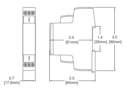 Mechanical Drawing - ATC Diversified Electronics CMU100 Multifunction AC Current Monitoring Relays